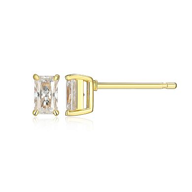 Classic Treasures Sterling Silver 5/8 Carat T.W. Lab-Created Emerald Cut Moissanite Stud Earrings