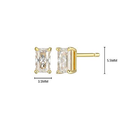 Classic Treasures Sterling Silver 5/8 Carat T.W. Lab-Created Emerald Cut Moissanite Stud Earrings