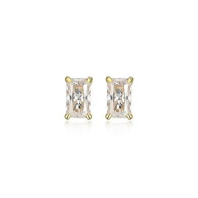 Classic Treasures Sterling Silver 5/8 Carat T.W. Lab-Created Emerald Cut Moissanite Stud Earrings