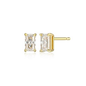 Classic Treasures Sterling Silver 5/8 Carat T.W. Lab-Created Emerald Cut Moissanite Stud Earrings