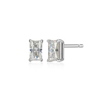 Classic Treasures Sterling Silver 5/8 Carat T.W. Lab-Created Emerald Cut Moissanite Stud Earrings