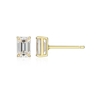 Classic Treasures Sterling Silver 1 1/5 Carat T.W. Lab-Created Emerald Cut Moissanite Stud Earrings