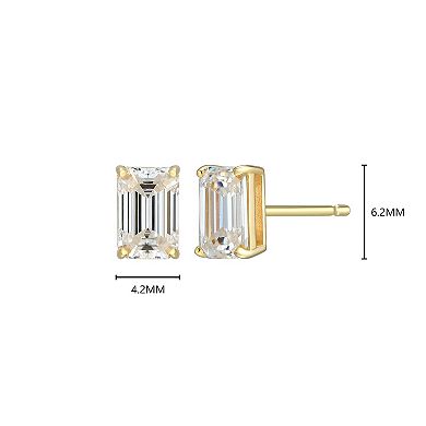 Classic Treasures Sterling Silver 1 1/5 Carat T.W. Lab-Created Emerald Cut Moissanite Stud Earrings