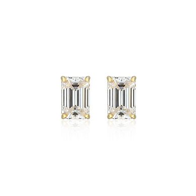 Classic Treasures Sterling Silver 1 1/5 Carat T.W. Lab-Created Emerald Cut Moissanite Stud Earrings