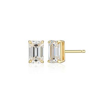 Classic Treasures Sterling Silver 1 1/5 Carat T.W. Lab-Created Emerald Cut Moissanite Stud Earrings