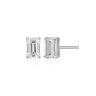 Classic Treasures Sterling Silver 1 1/5 Carat T.W. Lab-Created Emerald Cut Moissanite Stud Earrings