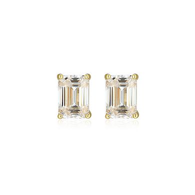 Classic Treasures Sterling Silver 1 9/10 Carat T.W. Lab-Created Emerald Cut Moissanite Stud Earrings