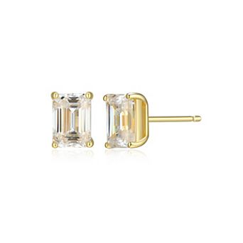 Classic Treasures Sterling Silver 1 9/10 Carat T.W. Lab-Created Emerald Cut Moissanite Stud Earrings