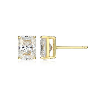 Classic Treasures Sterling Silver 3 1/10 Carat T.W. Lab-Created Emerald Cut Moissanite Stud Earrings