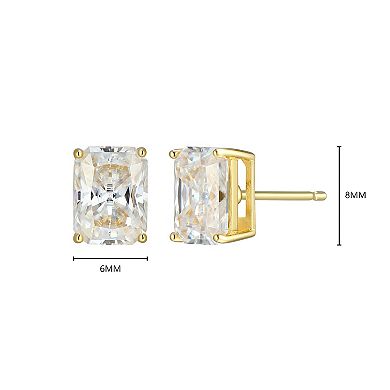 Classic Treasures Sterling Silver 3 1/10 Carat T.W. Lab-Created Emerald Cut Moissanite Stud Earrings