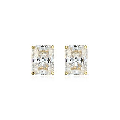 Classic Treasures Sterling Silver 3 1/10 Carat T.W. Lab-Created Emerald Cut Moissanite Stud Earrings