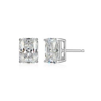 Classic Treasures Sterling Silver 3 1/10 Carat T.W. Lab-Created Emerald Cut Moissanite Stud Earrings