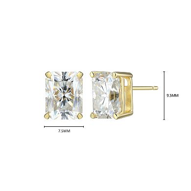 Classic Treasures Sterling Silver 4 3/8 Carat T.W. Lab-Created Emerald Cut Moissanite Stud Earrings