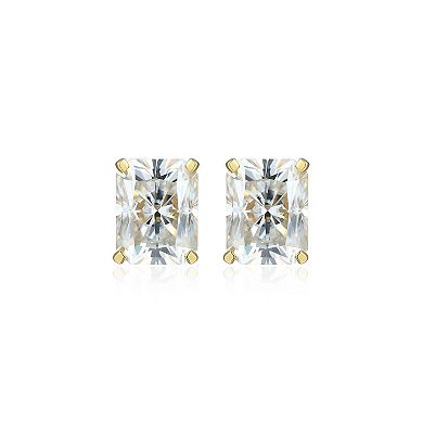 Classic Treasures Sterling Silver 4 3/8 Carat T.W. Lab-Created Emerald Cut Moissanite Stud Earrings