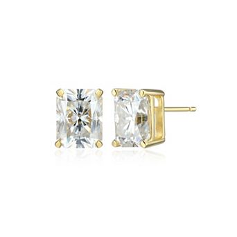 Classic Treasures Sterling Silver 4 3/8 Carat T.W. Lab-Created Emerald Cut Moissanite Stud Earrings
