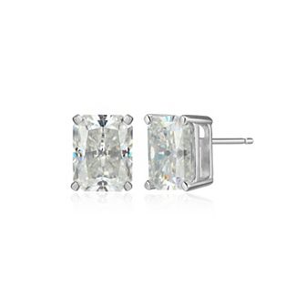 Classic Treasures Sterling Silver 4 3/8 Carat T.W. Lab-Created Emerald Cut Moissanite Stud Earrings