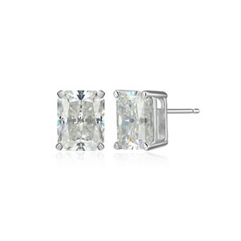Classic Treasures Sterling Silver 4 3/8 Carat T.W. Lab-Created Emerald Cut Moissanite Stud Earrings