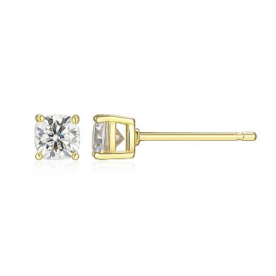 Classic Treasures Sterling Silver 5/8 Carat T.W. Lab-Created Square Cushion Moissanite Stud Earrings