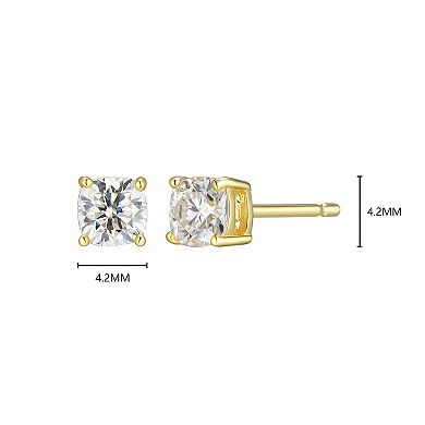 Classic Treasures Sterling Silver 5/8 Carat T.W. Lab-Created Square Cushion Moissanite Stud Earrings