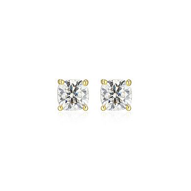 Classic Treasures Sterling Silver 5/8 Carat T.W. Lab-Created Square Cushion Moissanite Stud Earrings