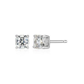 Classic Treasures Sterling Silver 5/8 Carat T.W. Lab-Created Square Cushion Moissanite Stud Earrings
