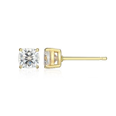 Classic Treasures Sterling Silver 1 1/4 Carat T.W. Lab-Created Square Cushion Moissanite Stud Earrings