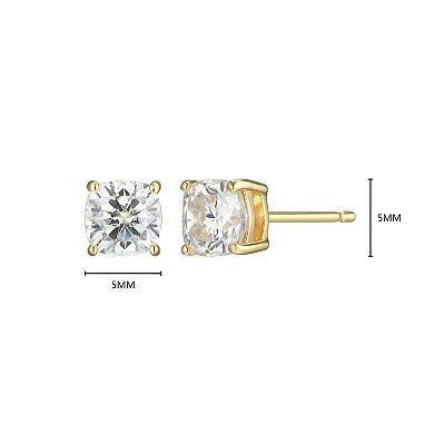 Classic Treasures Sterling Silver 1 1/4 Carat T.W. Lab-Created Square Cushion Moissanite Stud Earrings