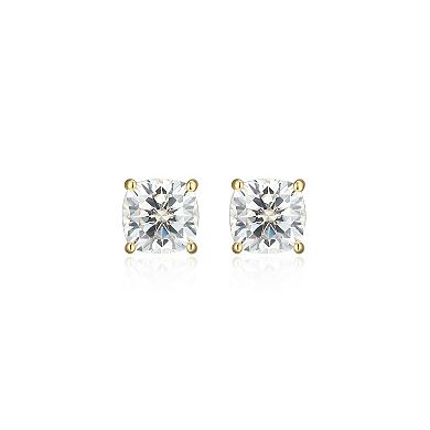 Classic Treasures Sterling Silver 1 1/4 Carat T.W. Lab-Created Square Cushion Moissanite Stud Earrings