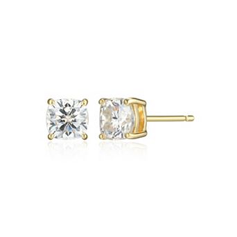 Classic Treasures Sterling Silver 1 1/4 Carat T.W. Lab-Created Square Cushion Moissanite Stud Earrings