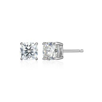 Classic Treasures Sterling Silver 1 1/4 Carat T.W. Lab-Created Square Cushion Moissanite Stud Earrings
