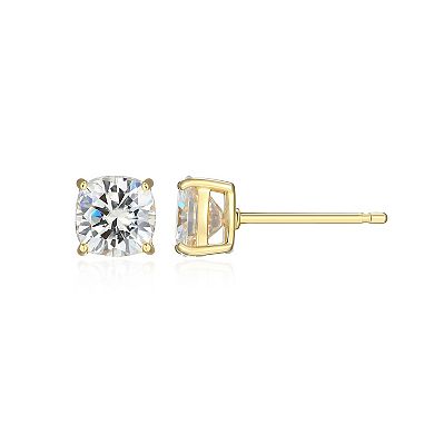 Classic Treasures Sterling Silver 1 9/10 Carat T.W. Lab-Created Square Cushion Moissanite Stud Earrings