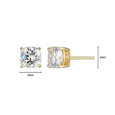 Classic Treasures Sterling Silver 1 9/10 Carat T.W. Lab-Created Square Cushion Moissanite Stud Earrings