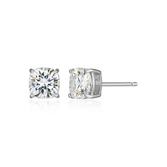 Classic Treasures Sterling Silver 1 9/10 Carat T.W. Lab-Created Square Cushion Moissanite Stud Earrings