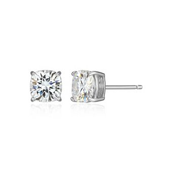 Classic Treasures Sterling Silver 1 9/10 Carat T.W. Lab-Created Square Cushion Moissanite Stud Earrings