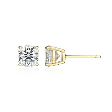 Classic Treasures Sterling Silver 2 3/8 Carat T.W. Lab-Created Square Cushion Moissanite Stud Earrings