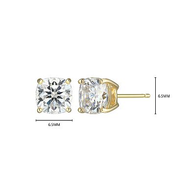 Classic Treasures Sterling Silver 2 3/8 Carat T.W. Lab-Created Square Cushion Moissanite Stud Earrings