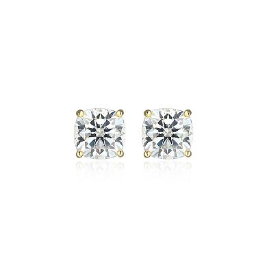 Classic Treasures Sterling Silver 2 3/8 Carat T.W. Lab-Created Square Cushion Moissanite Stud Earrings