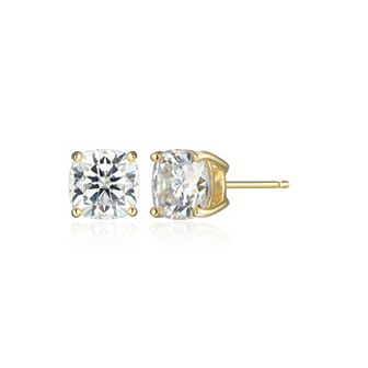 Classic Treasures Sterling Silver 2 3/8 Carat T.W. Lab-Created Square Cushion Moissanite Stud Earrings