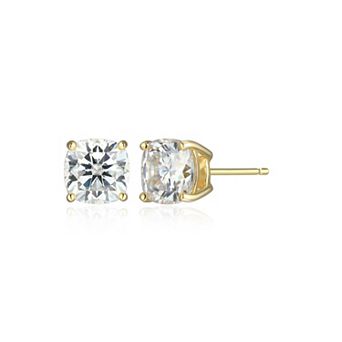 Classic Treasures Sterling Silver 2 3/8 Carat T.W. Lab-Created Square Cushion Moissanite Stud Earrings