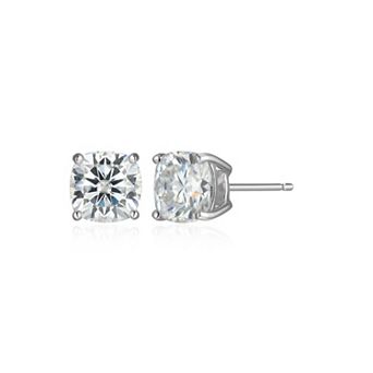 Classic Treasures Sterling Silver 2 3/8 Carat T.W. Lab-Created Square Cushion Moissanite Stud Earrings