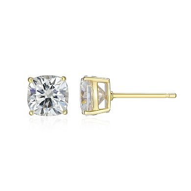 Classic Treasures Sterling Silver 2 9/10 Carat T.W. Lab-Created Square Cushion Moissanite Stud Earrings