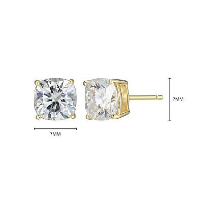 Classic Treasures Sterling Silver 2 9/10 Carat T.W. Lab-Created Square Cushion Moissanite Stud Earrings