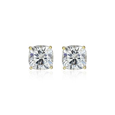 Classic Treasures Sterling Silver 2 9/10 Carat T.W. Lab-Created Square Cushion Moissanite Stud Earrings