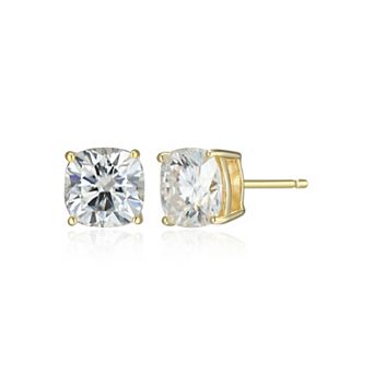 Classic Treasures Sterling Silver 2 9/10 Carat T.W. Lab-Created Square Cushion Moissanite Stud Earrings