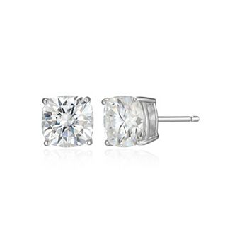 Classic Treasures Sterling Silver 2 9/10 Carat T.W. Lab-Created Square Cushion Moissanite Stud Earrings