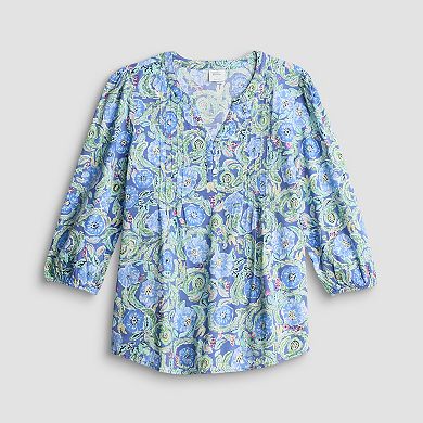 Women's Croft & Barrow® Button Pintucked Top