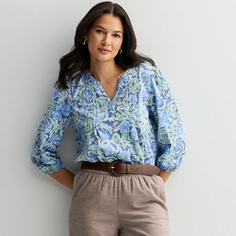 Women's Croft & Barrow® Button Pintucked Top