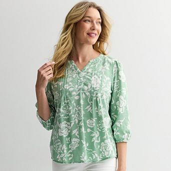 Women's Croft & Barrow® Button Pintucked Top