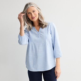 Women's Croft & Barrow® Button Pintucked Top