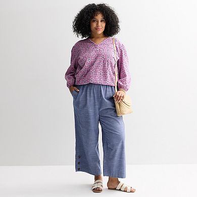 Plus Size Croft & Barrow® Button Pintuck Top